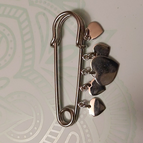 Coach Heart Safety Pin Bag Charm in red and silver - Picture 2 of 3